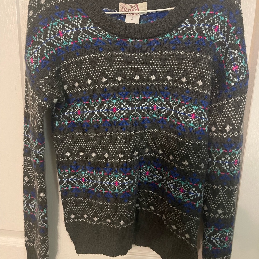 SO Fair Isle Sweater - Gray and Multicolor